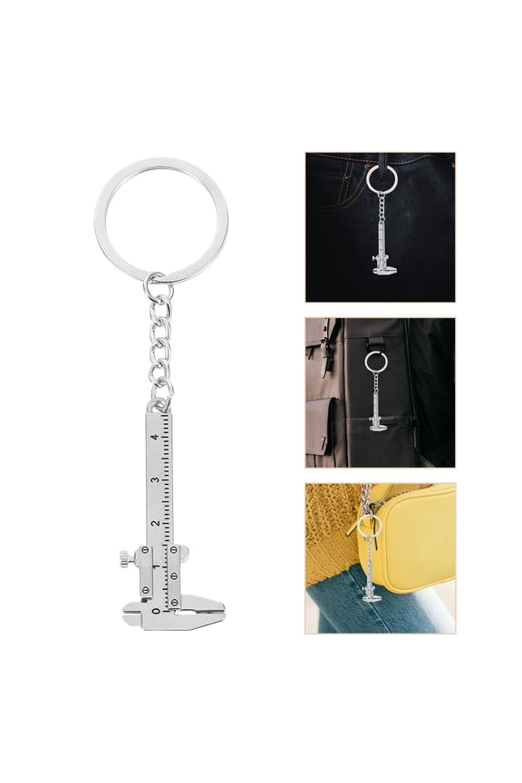2-Pack Key Chain Holder with Caliper Pendant, Zinc Alloy Material for Everyday Use