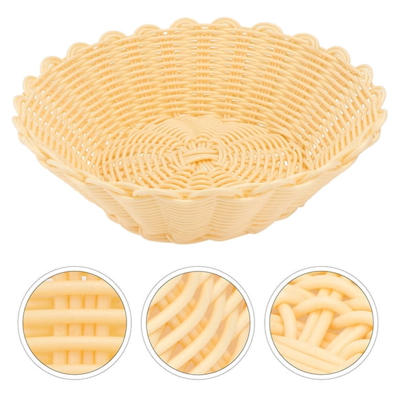 SEWCHICS Woven Fruit Baskets Set of 2, Khaki Color, Storage Baskets for Kitchen and Home Organization
