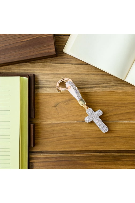 2Pcs Rhinestone Cross Keychain for Car Keys with Sturdy Alloy Material and Stylish Design