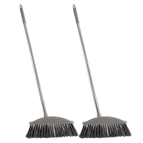 SEWCHICS 2Pcs Deck Scrubbing Broom with Stoop Free Design Dark Grey for Household Cleaning