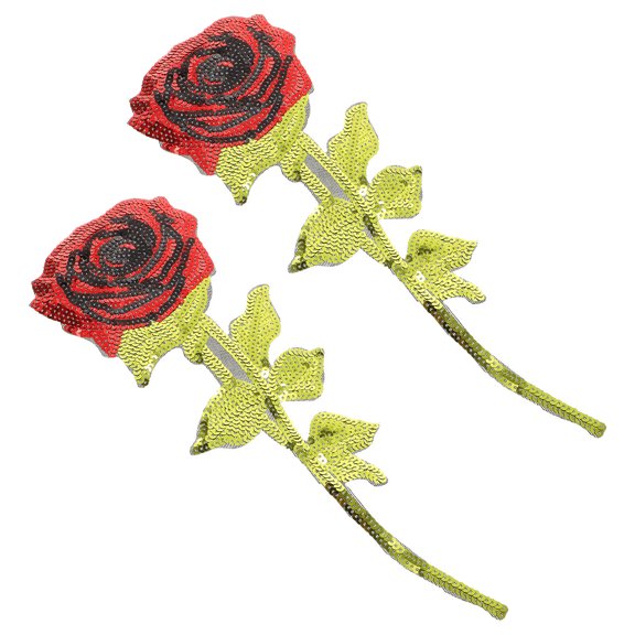 SEWCHICS 2Pcs Sequin Rose Patch for Clothes Iron on Applique Decorative Accessories