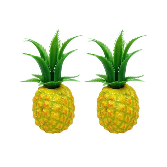 SEWCHICS 2-Pack Realistic Pineapple Simulation Models Plastic Photo Props for Home and Office Decorative Use