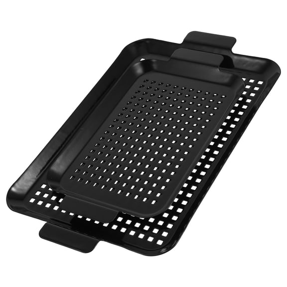 SEWCHICS 2Pcs Stainless Steel Grill Pans with Comfortable Handles and Perforated Bottom for Bbq
