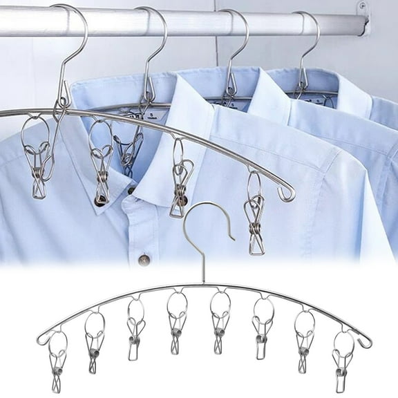 SEWCHICS 2-Pack Stainless Steel Sock Hanger Clips for Clothes Drying Rack, Towels, and Laundry Accessories