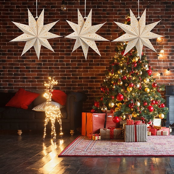 SEWCHICS White Paper Star Pendant Lampshade Set of 2 Decorative Hanging Light Covers for Home and Party