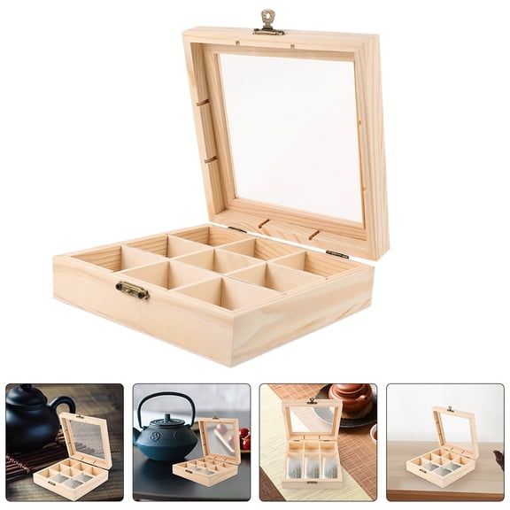 SEWCHICS Wooden Tea Bag Storage Box Khaki Wood for Travel 2Pcs