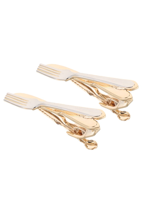Set of 2 Copper Tie Clips for Men, Unique Fork Design Tie Tacks, Perfect for Business and Formal Occasions