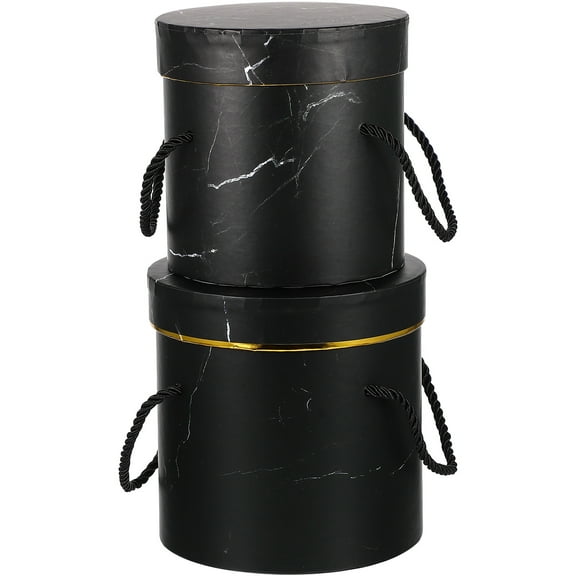 SEWCHICS Valentine's Day Floral Box Black Cardboard Handheld Design for Special Occasion Packaging