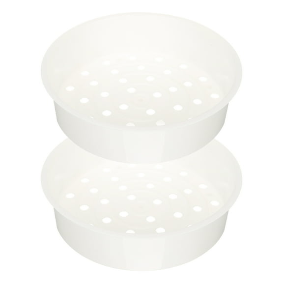 SEWCHICS 2Pcs White Plastic Steaming Basket for Dumplings Dim Sum and Vegetables Kitchen Supply