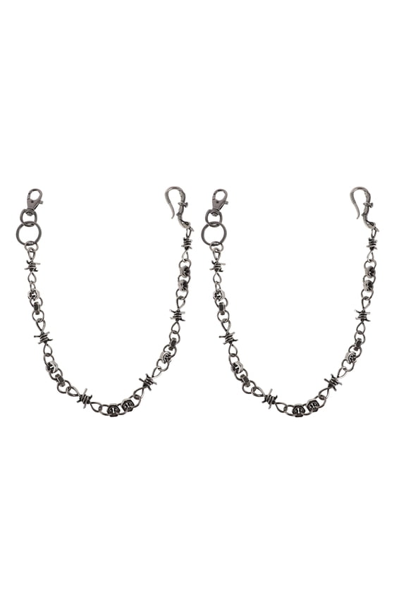 2Pcs Vintage Alloy Pants Chain Belt Unique Punk Design for Jeans Waist Accessory