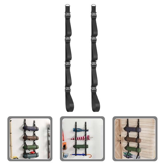 SEWCHICS 2Pcs Wall Hanging Storage Strap Adjustable Black for Camping Gear
