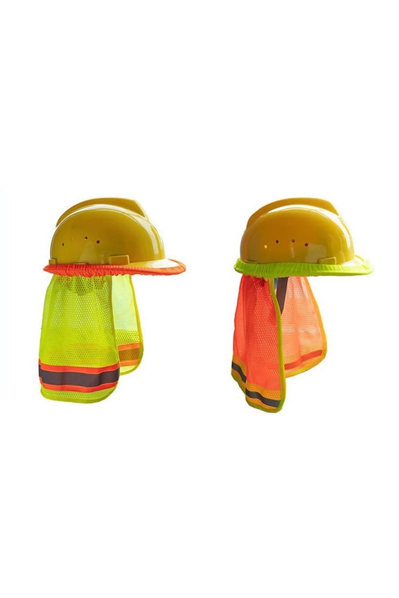 2-Pack Yellow Sun Shade Hat Covers with Reflective Edging Fits Hard Hats for Safety and Outdoor