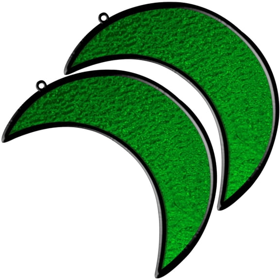 SEWCHICS Window Adornment Hanging Sun Catcher Acrylic Moon Shaped Green 2Pcs 5.1X3.6X0.08In