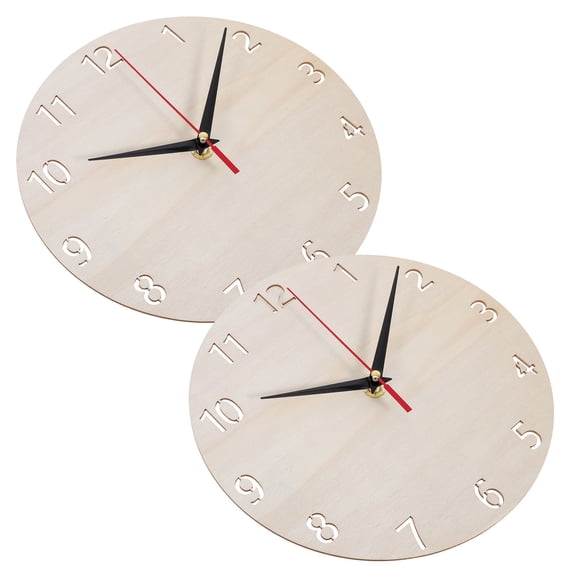 SEWCHICS 2Sets Beige Wooden Clock Faces for DIY Craft Clock Projects and Home Wall Decoration
