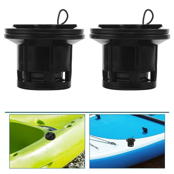 SEWCHICS 2 Sets Black Replacement Air Valve Caps for Inflatable Kayak Boat Raft Accessories