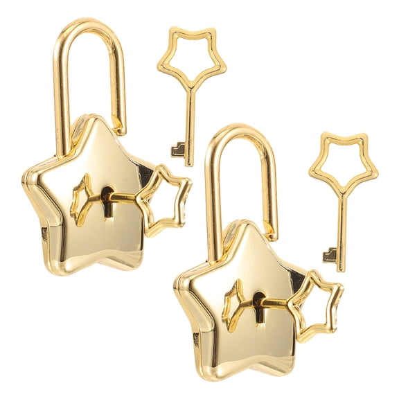 SEWCHICS 2 Sets Shape Lock with Keys for Notebook Diary Box, Stylish Golden Hardware Accessories