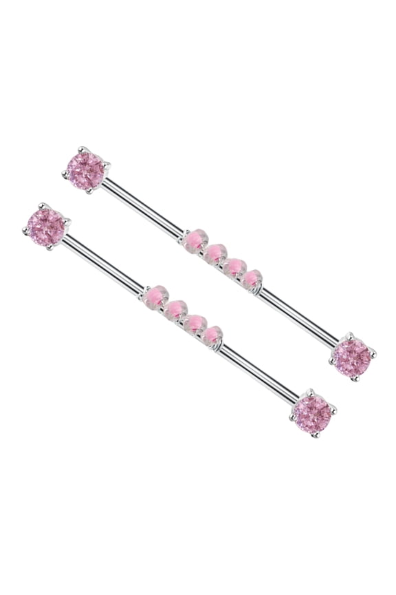 Pink Titanium Steel Industrial Barbell Earrings, Versatile and Stylish, for Cartilage Piercings