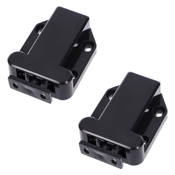 SEWCHICS 2-Pack Black Plastic Door Catches and Latches for Furniture Cabinet Drawer Secure Closure