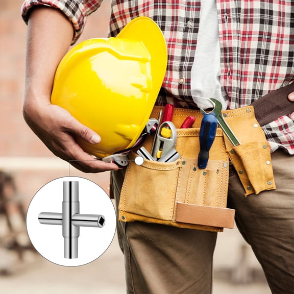 SEWCHICS 2pcs Folding Socket Wrench Set 4 Way Sillcock Key Silver For Homeowners