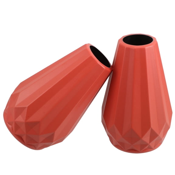 SEWCHICS 2pcs Orange Plastic Orchid Vase Geometric Shape and Rounded Mouth