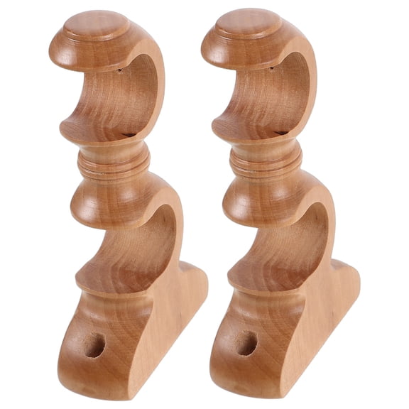 SEWCHICS 2pcs Wood Curtain Rod Brackets Double Adjustable Roman Rod Base