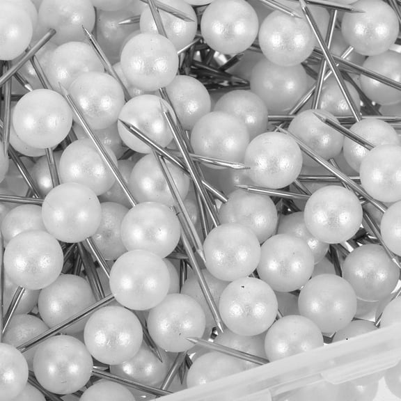 SEWCHICS 300pcs White Round Push Pins for Crafts, Decorations, Office Use, Easy Insertion with Plastic and Stainless Steel