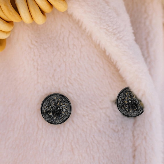 SEWCHICS 30Pcs Black Metal Button for Clothes Rugged Hollow Design Sewing Fastener for Jackets