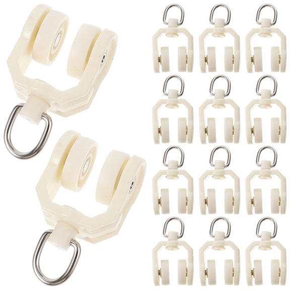 SEWCHICS Curtain Track Roller Beige Metal Plastic Silent Running for Curtains 30Pcs