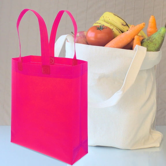 SEWCHICS 30Pcs Rosy Non Woven Utility Tote Bags with Handles for Multipurpose Storage