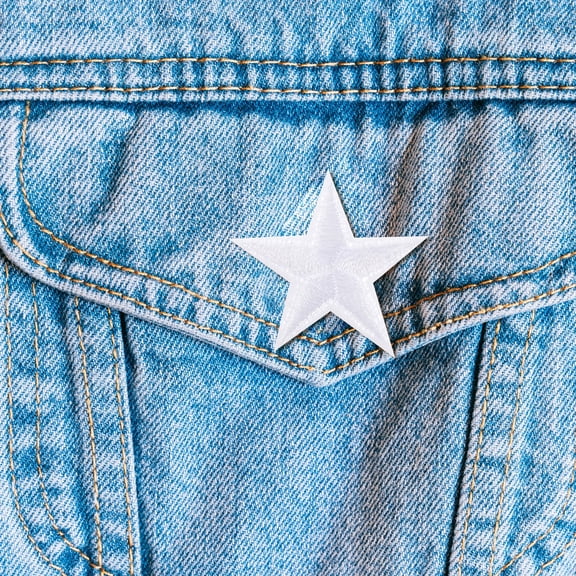 SEWCHICS 30Pcs Star Iron on Patches White Embroidered Clothing Repair Decor