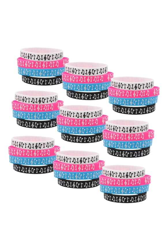 32-Piece Adjustable Silicone Music Note Bracelets Set for Music and Fans