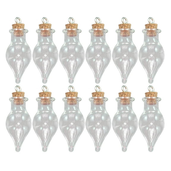 SEWCHICS 32Pcs Small Teardrop Glass Vials Jars for Crafts, Storage, Jewelry, and Beads