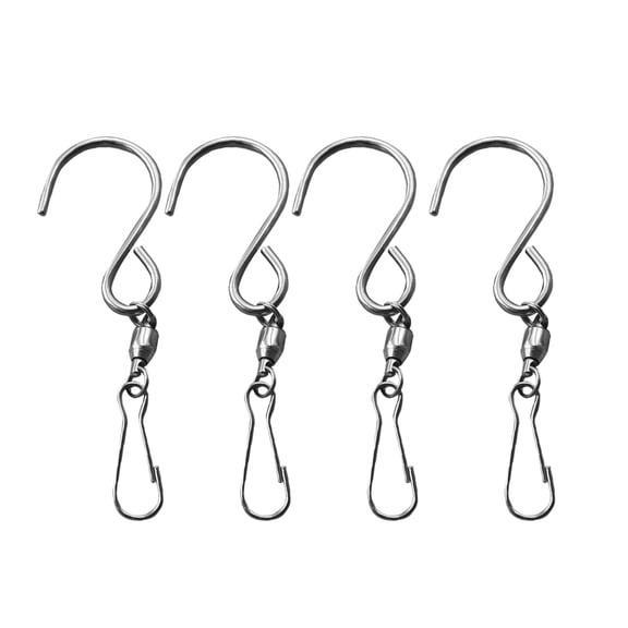 SEWCHICS 360 Degree Swivel Clip Hooks Large S Hooks Stainless Steel for Wind Chimes Decor and Wind Spinners