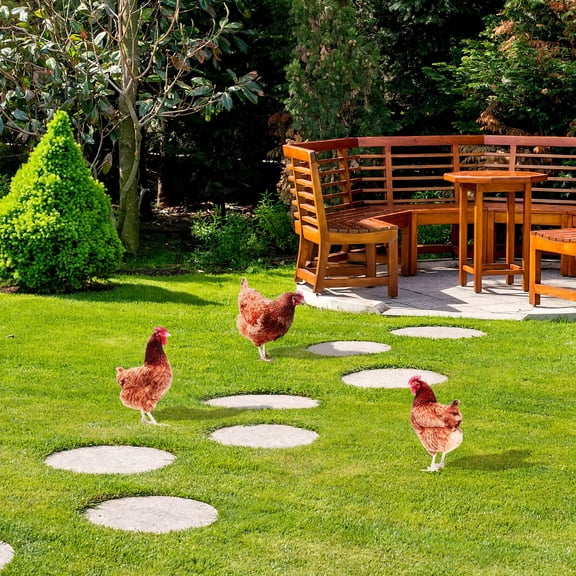 SEWCHICS 3Pcs Brown Garden Hen Lawn Stake Made of Acrylic for Outdoor Yard and Patio Decoration