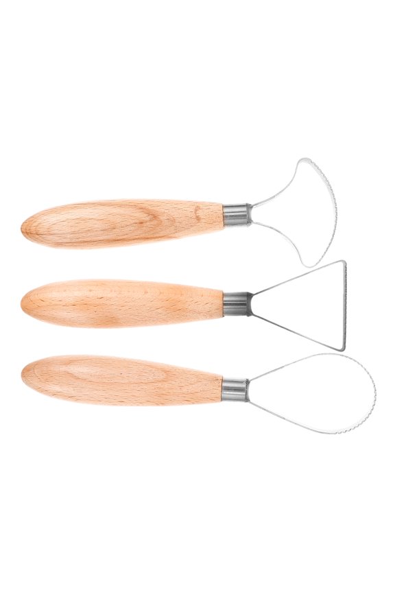 3-Piece Clay Sculpting Tools Set with Wood and Stainless Steel, Multi-Color for Crafting and Daily Use