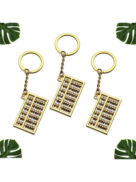3-Piece Mini Abacus Keychain Set, Zinc Alloy Decorative Key for Bags, Keys, and Accessories