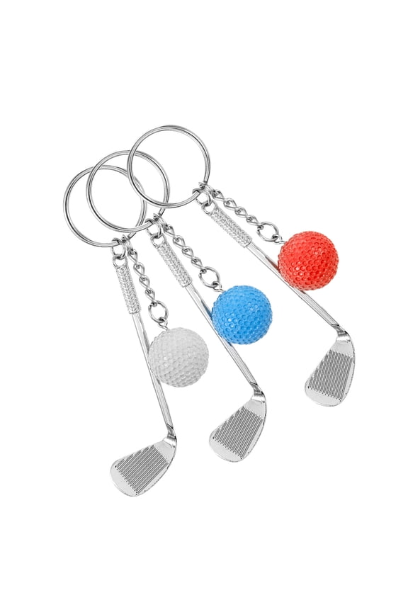 3Pcs Golf Ball Keychain Metal Rings Decorative Sports Themed Hanging Keychains for Bags and Keys