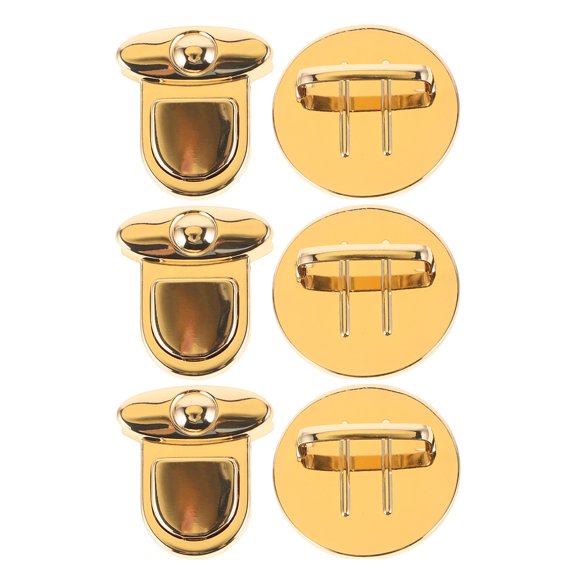 SEWCHICS 3Pcs Metal Tuck Lock Clasp Golden Bag Lock Buckle Fasteners for DIY Shoulder Bags