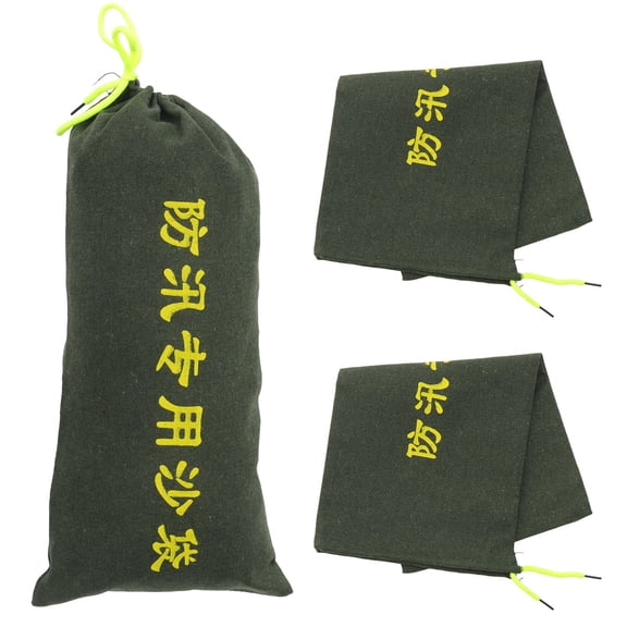 SEWCHICS 3-Pack Olive Green Flood Control Sandbags with Drawstring for Home, Yard, Garden, and Emergency Preparedness