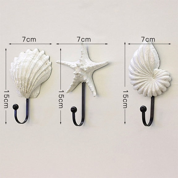 SEWCHICS 3Pcs Resin Clothes Hooks Heavy Duty Hanger Hooks Mediterranean Design