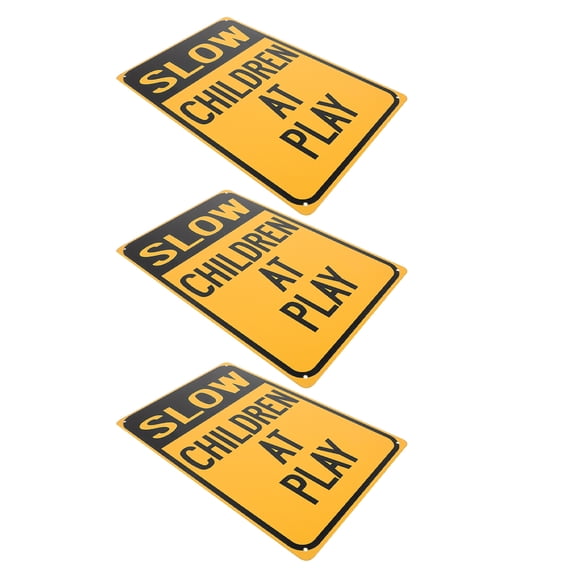 SEWCHICS 3-Pack High Visibility Yellow Slow Down Metal Safety Signs for Neighborhood Streets and Traffic Control