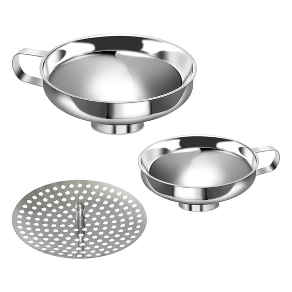 SEWCHICS Kitchen Funnel Set, Stainless Steel, Ergonomic Design, Spill-Proof, 3Pcs