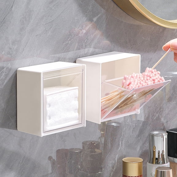 SEWCHICS 3pcs Bathroom Storage Container White Wall Mounted Organizer with Lids for Homeowners