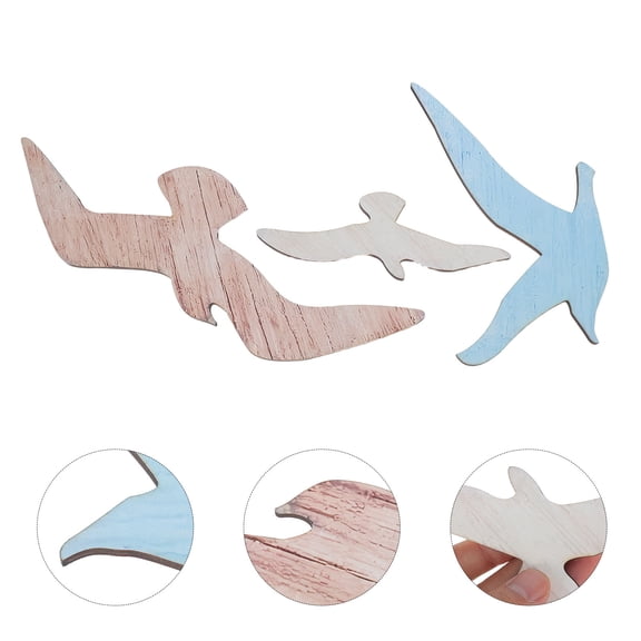 SEWCHICS 3-Piece Wooden Seagull Wall Decor Set Nautical Sea Bird Sculpture for Living Room Home Decoration