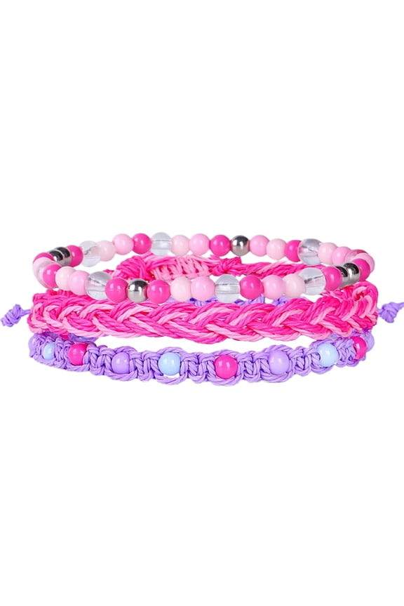 3-Piece Plastic Bracelets Set for Teen Girls Handmade Festival Jewelry Accessories