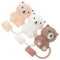 thumbnail image 1 of SEWCHICS 3Pcs Silicone Straw Tips Cover Assorted Colors Reusable Bear Shape for Home Use, 1 of 5