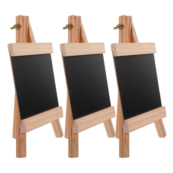 SEWCHICS 3Pcs Black Chalkboard Display Boards with Natural Wood Finish for Home and Restaurant