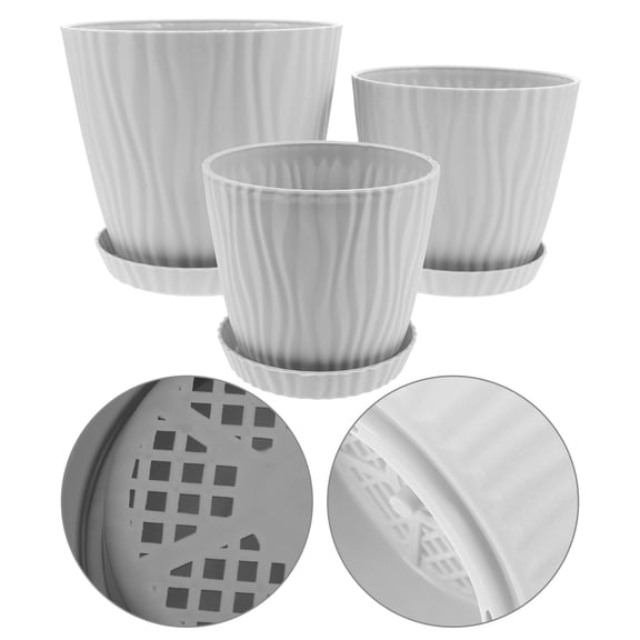 SEWCHICS 3-Piece White Plastic Flower Pot Set for , Weather-Resistant Ideal for Indoor and Outdoor Home Use