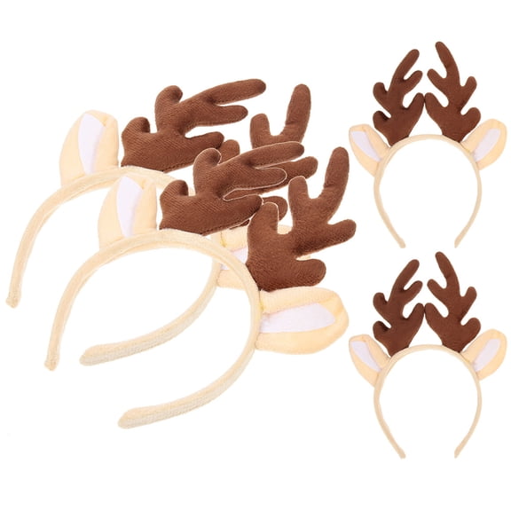 SEWCHICS 4-Piece Elegant Antler Headbands for Women, Coffee Color Party Decorations, Birthday Gatherings Accessory