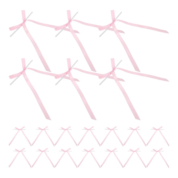 SEWCHICS 40pcs Mini Bow Cake Toppers Fabric for Romantic Style Bridal Shower Cakes Home Users Party Decoration